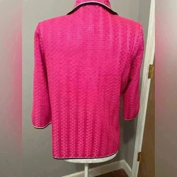 Ming Wang Barbie Pink Cardigan 3/4 sleeves Size Petite Small - Picture 5 of 10